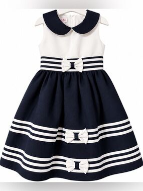 Jessica Ann Girls Navy Blue & White Sailor Dress Size 6X